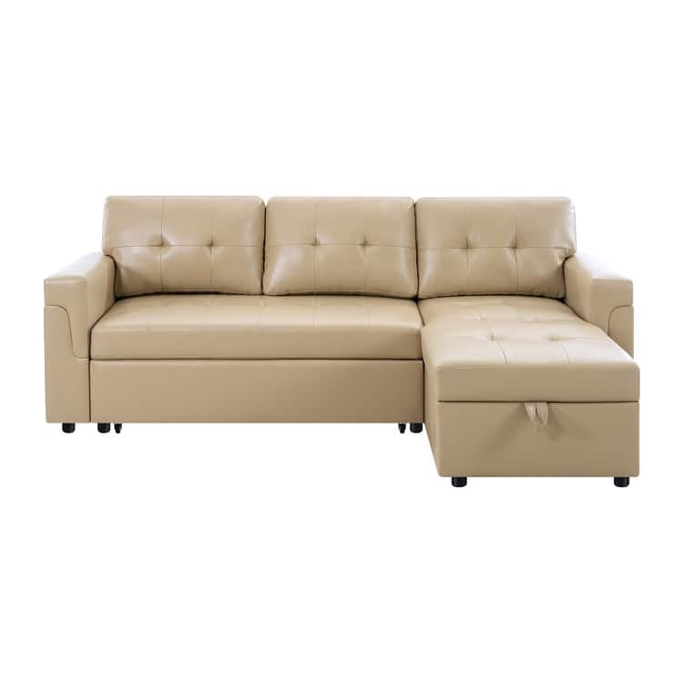 Perry Modern Reversible Sleeper Sectional Sofa with Storage Chaise, Pullout Sleeper Sofa Couch Bed for Living Room