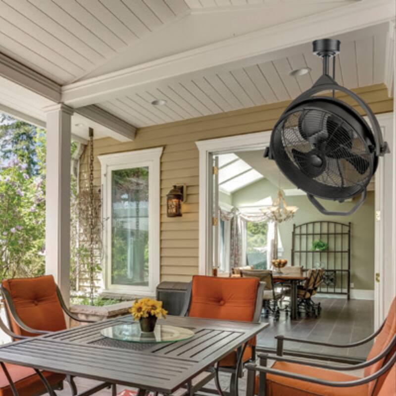 18" Mule Matte Black Outdoor Wet-Rated Dual-Mount Garage Fan, 3-Speed AC Motor - 20 Inches