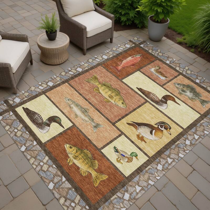 Machine Washable Indoor/ Outdoor Cabin Lodge Chantille Rug
