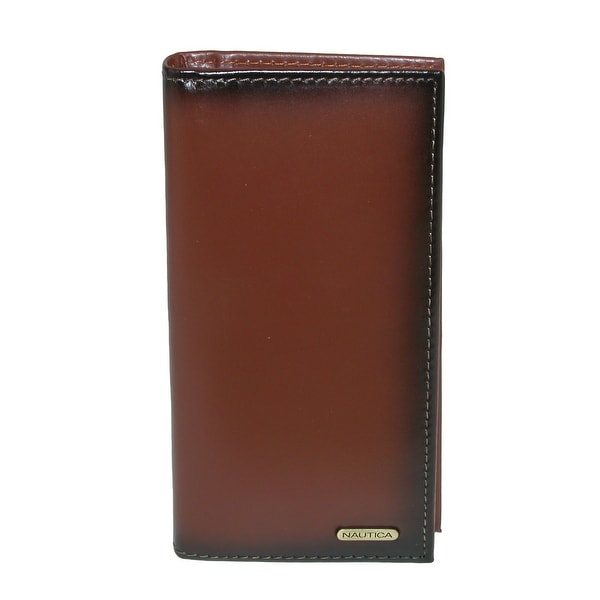 Nautica Men's Leather Burnished Edge Checkbook Secretary Wallet - One size