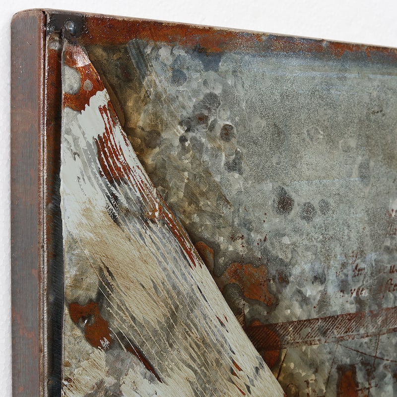 "Retro Airplane II" Mixed Media Iron Hand Painted 3D Wall Art