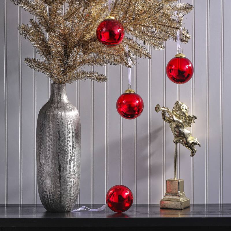 4" Glass Ombre Ball Ornament Set of 4