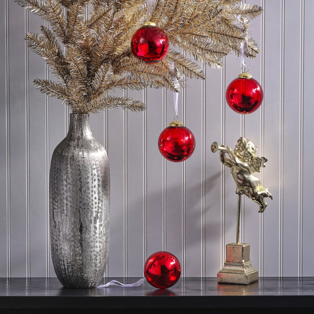 4" Glass Ombre Ball Ornament Set of 4