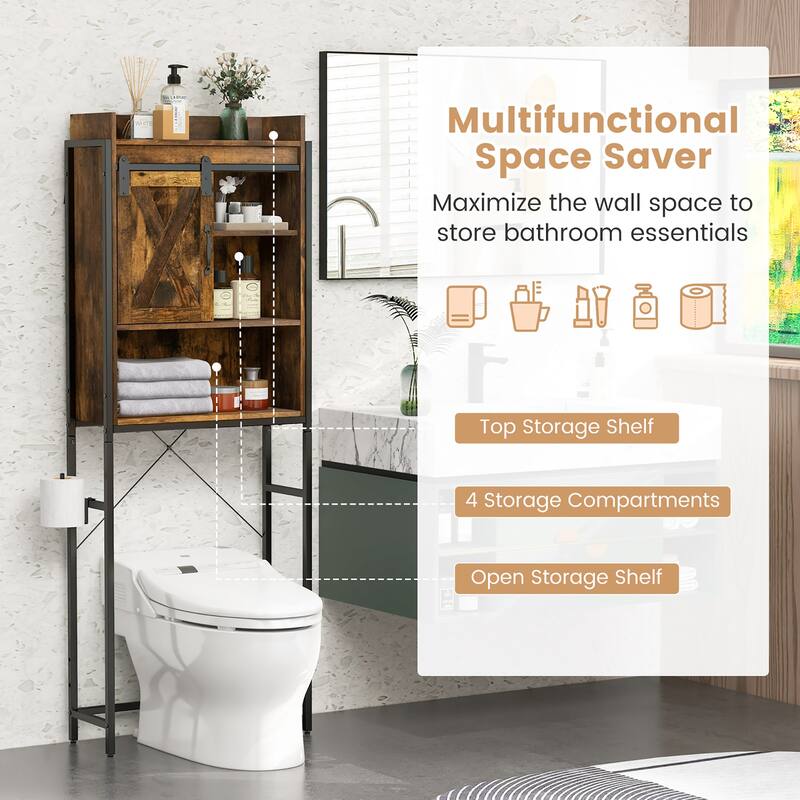 Gymax Over The Toilet Freestanding Storage Rack Bathroom w/ Slipping