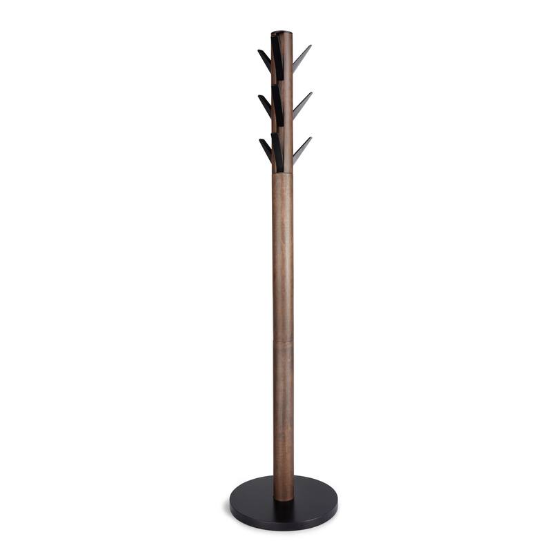 Umbra 320361 Flapper 16 x 66" MDF and Steel Coat Rack - Black / Walnut