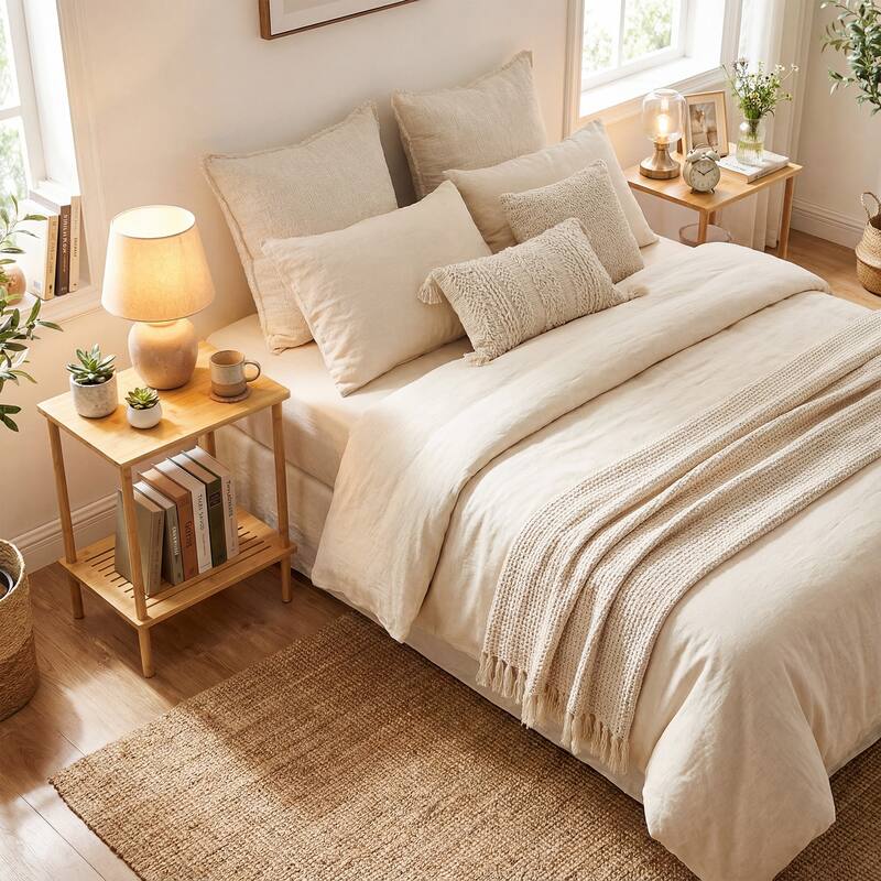 Gymax Side Table Set of 2 w/Storage Shelves Rectangular Tea Sofa Table