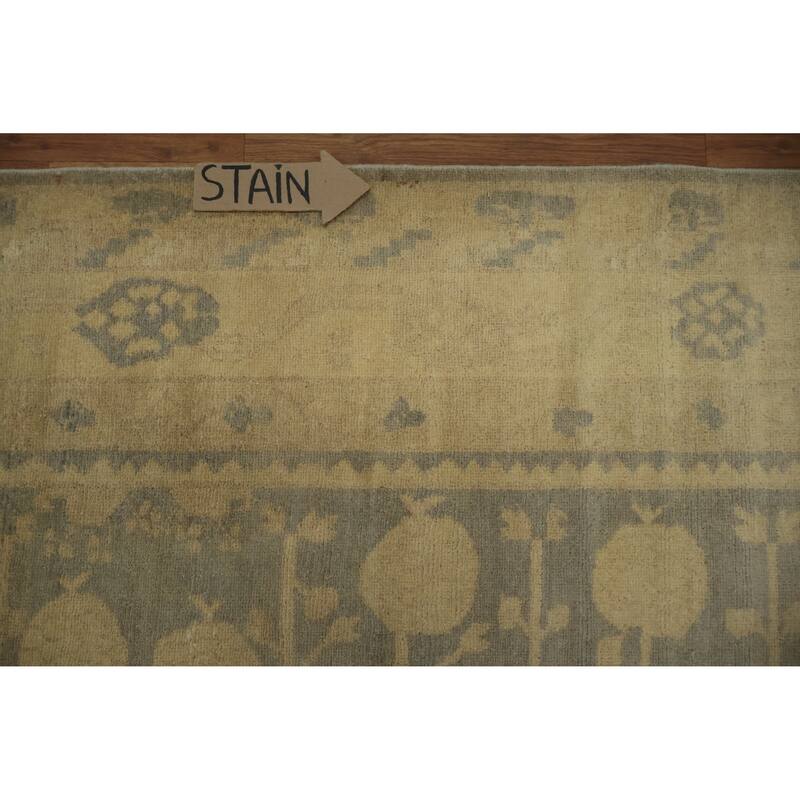 Hand Knotted Oriental 100% Wool Carpet Transitional Floral Greys & Charcoal Khotan Area Rug - 9' 9'' X 8' 3''