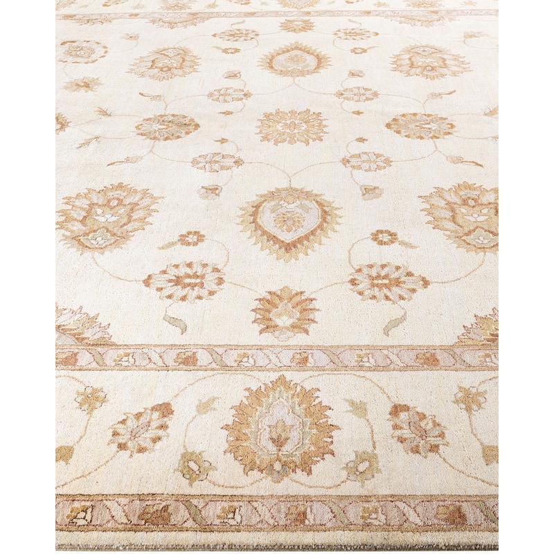 Oushak One-of-a-Kind Hand-Knotted Area Rug, Ivory - 9' 2" x 12' 1"