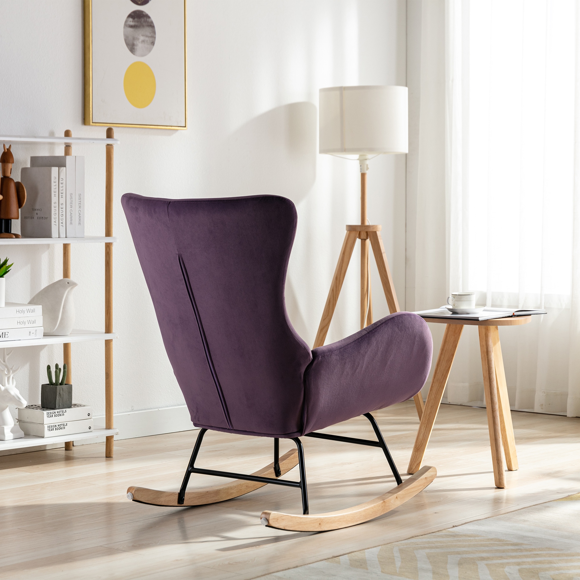 Grey velvet rocking clearance chair