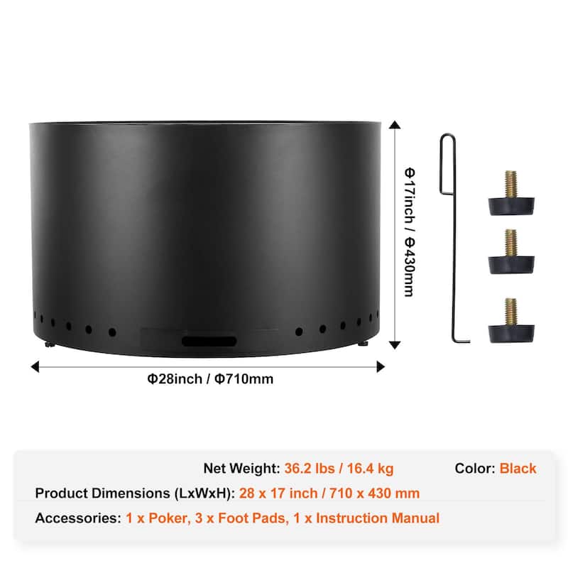 Stainless Steel Smokeless Fire Pit for Patio, Wood Stove