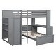preview thumbnail 4 of 13, Full Loft Bed with a Stand-alone bed, Shelves, Desk and Wardrobe, Grey