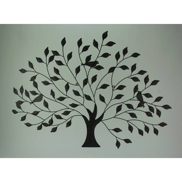 Shop 38 Inch Tri Tone Leaves Birds In Branches Metal Tree Indoor