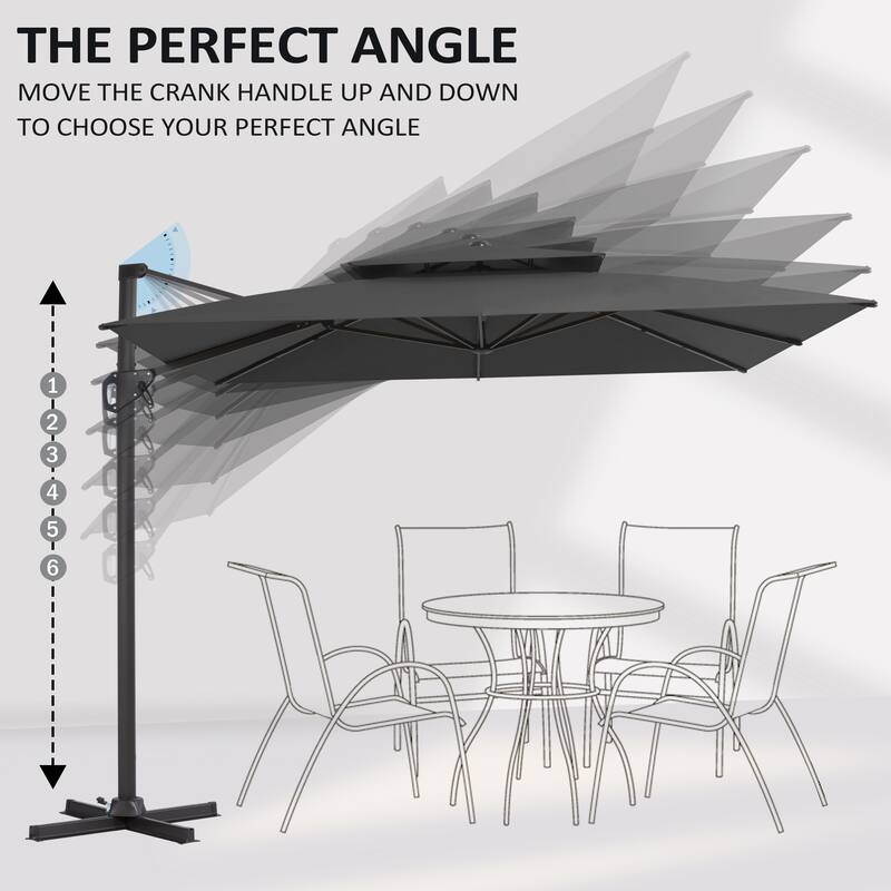 Pellebant 10'X10 FT Outdoor Patio Square Cantilever Umbrella with Double Top