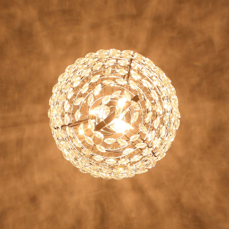 Contemporary 6-Light Luxury Crystal Chandelier Kitchen Island Pendant - Chrome - W14" x H23"