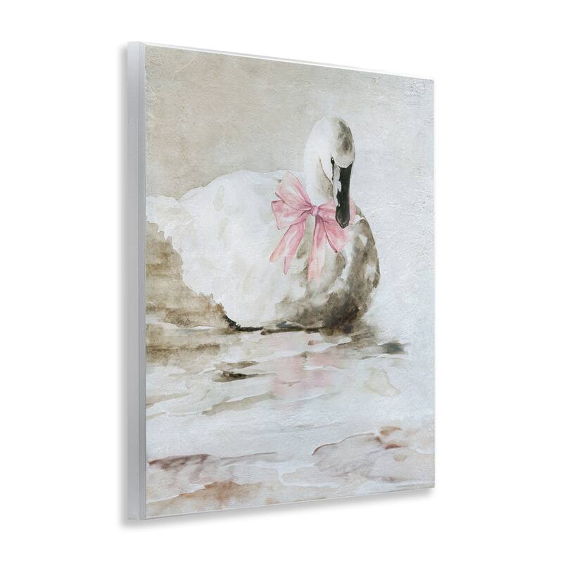 Stupell Charming Duck with Pink Bow Wall Plaque Art Design By Carol Robinson