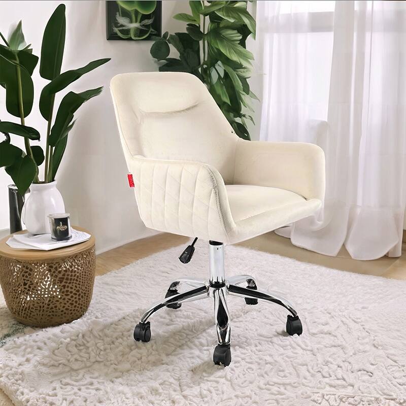 VANITII Accent Chair Swivel Vanity Chair Office Desk Chair With Wheels Modern Height Adjustable Pink/Grey/White