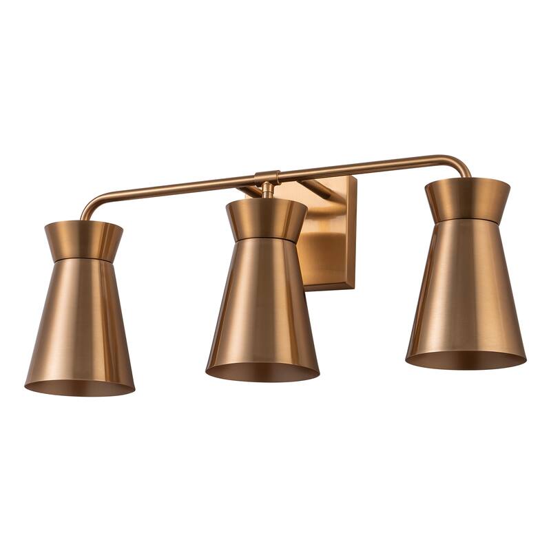 Industrial 3-Light Copper Wall Light with Metal Cone Shades - 21.7" W × 6.1" D × 9.06" H