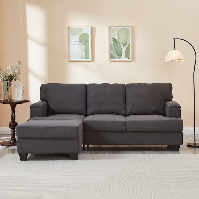 L-shaped Chaise Sectional Sofa with Movable Ottoman, Hidden Storage in Armrests & Seats, Storage Couches with Thick Cushions