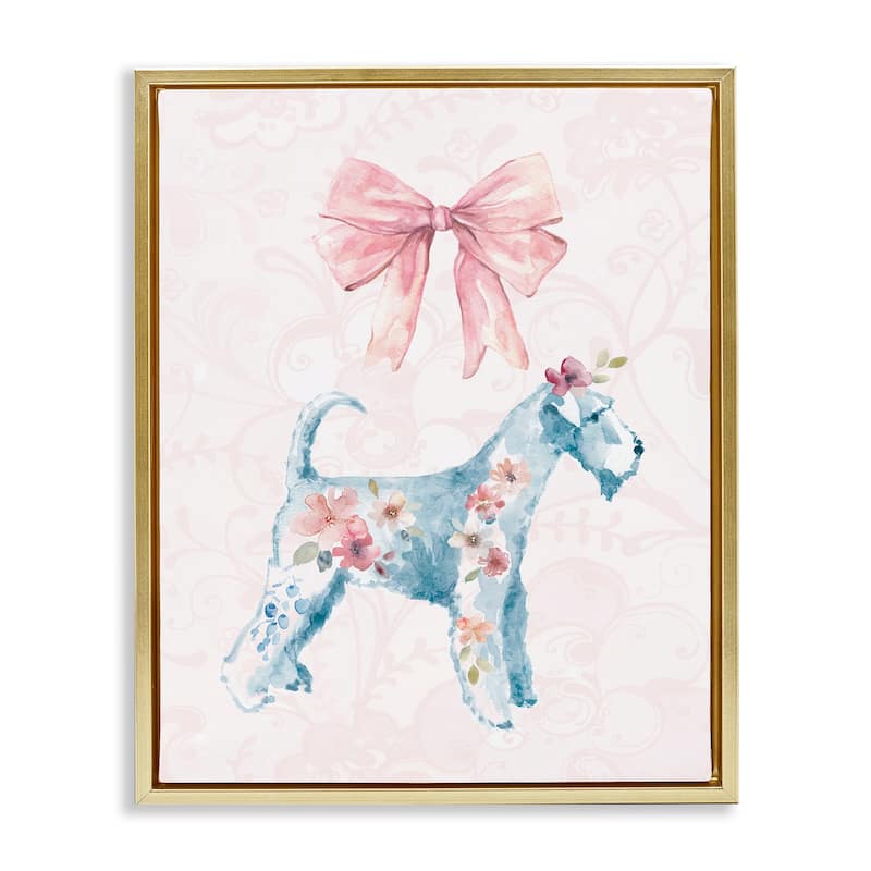 Stupell Pastel Dog Glam Details Framed Floater Canvas Wall Art Design By Carol Robinson - 25 x 31 - Gold