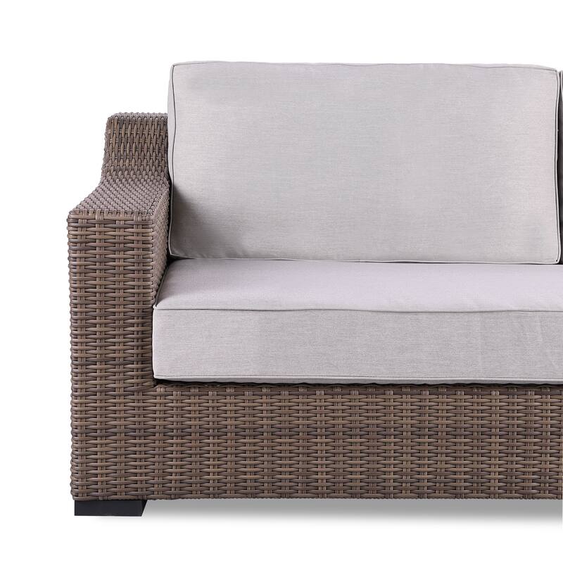 Manhattan Rustic Wicker Rattan Loveseat, Beige