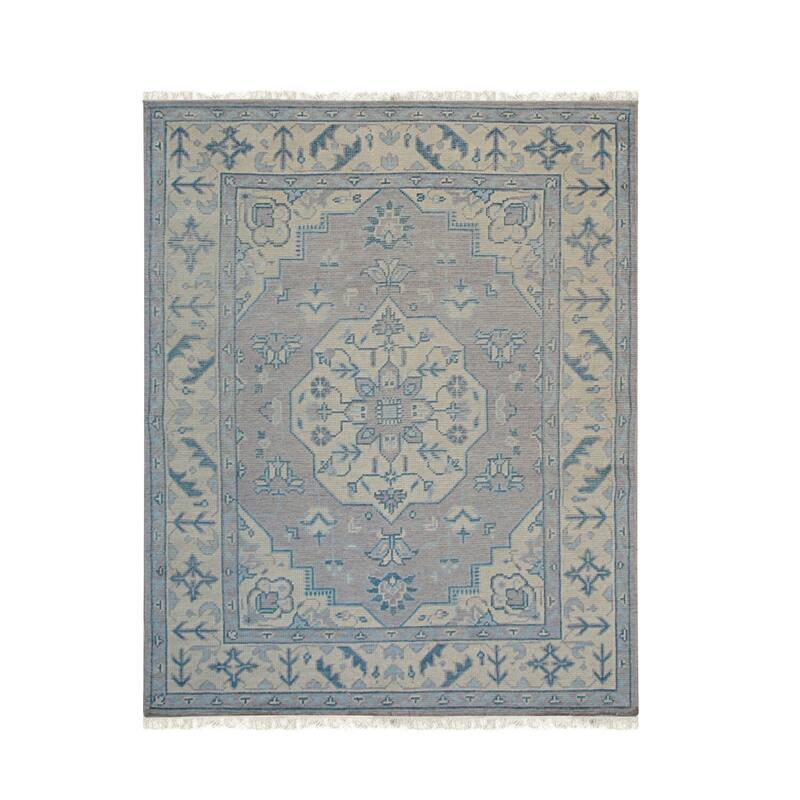 Gray Hand Knotted Wool Traditional Heriz Rug, 8' x 10', plush cozy floor rug - L