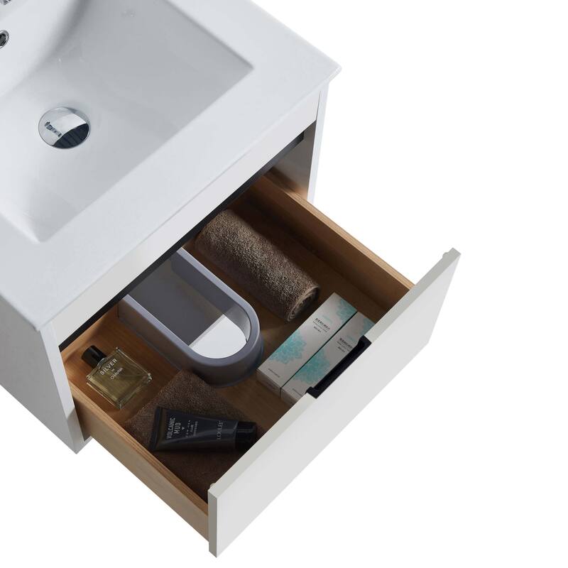 Fine Fixtures - Wall Mount Bathroom Vanity And Sink, Knob Free Design - Alpine Collection -