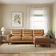 preview thumbnail 7 of 6, Chandler Genuine Leather Sectional Sofa with Padded Arms
