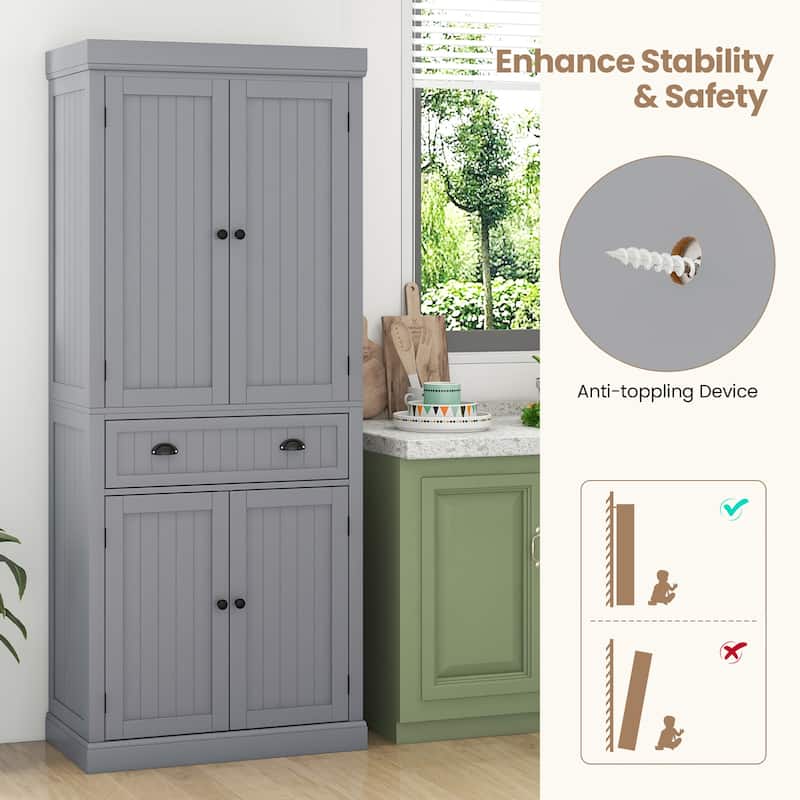 Gymax 72'' Kitchen Pantry Storage Cabinet Tall Freestanding Cupboard - See Details