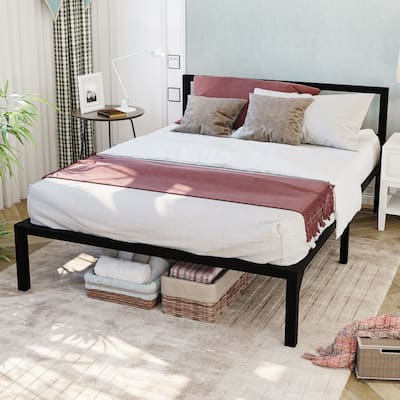King Modern Metal Platform Bed Frame