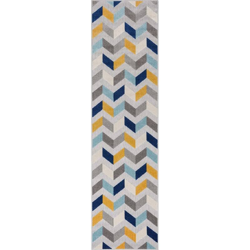 Well Woven Dorado Bela Modern Indoor Outdoor Geometric Area Rug - 2'7" x 9'10" Runner - Grey
