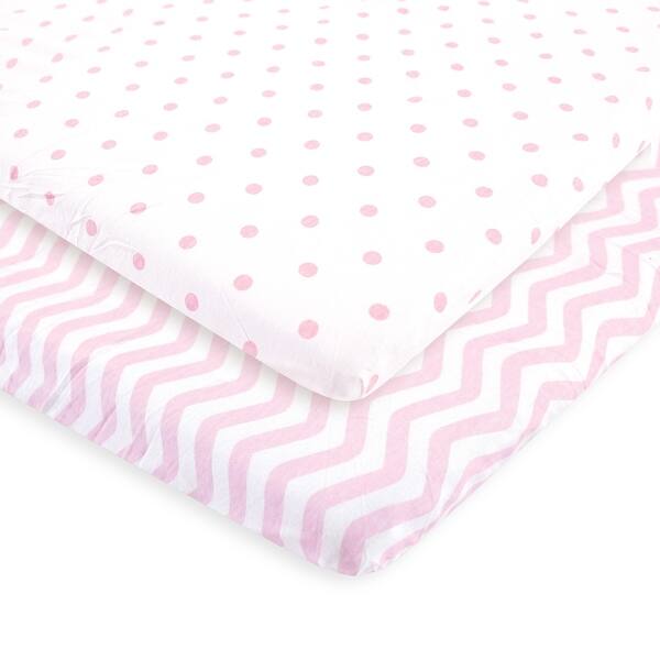 slide 1 of 1, Luvable Friends Baby Girl Fitted Playard Sheet, Pink Chevron Dot, One Size - Pink Chevron Dot - One Size One Size - Pink Chevron Dot