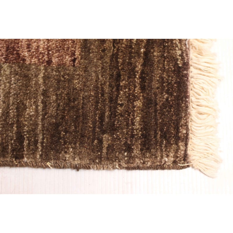 ECARPETGALLERY Hand-knotted Peshawar Ziegler Dark Brown Wool Rug - 5'7 x 8'1