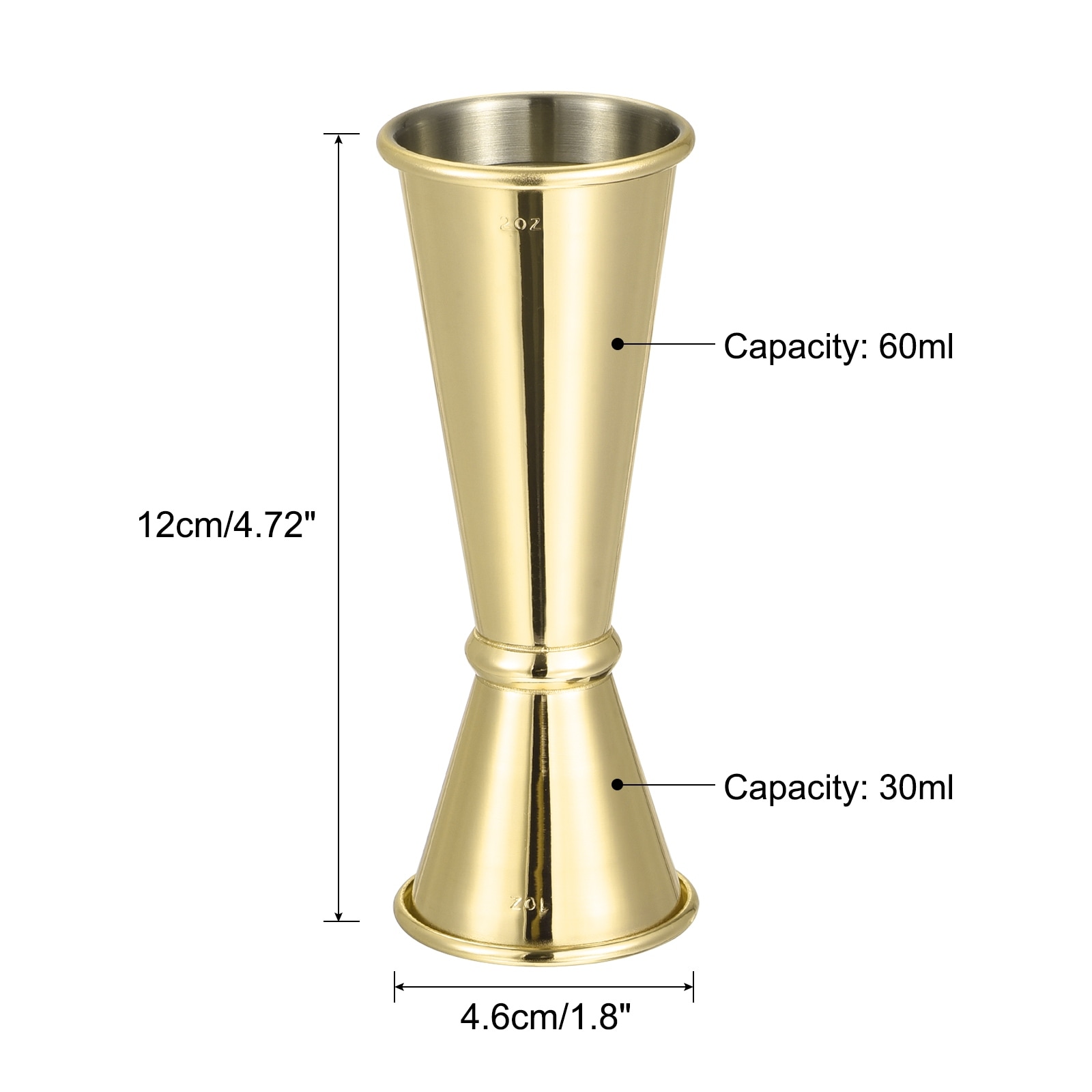 Crapyt Measuring Jigger Double Glossy Gold Stainless Steel Shot