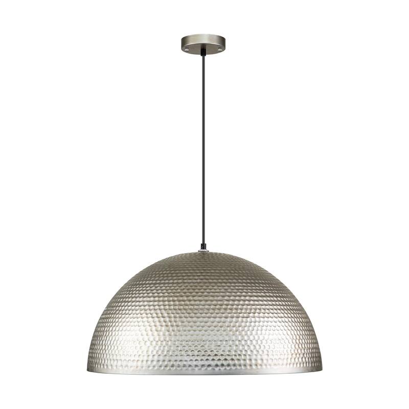 Rennnsan 1-Light Vintage Industrial Antique Silver Pot Lid Hammered Dome Pendant Light for Kitchen Islands