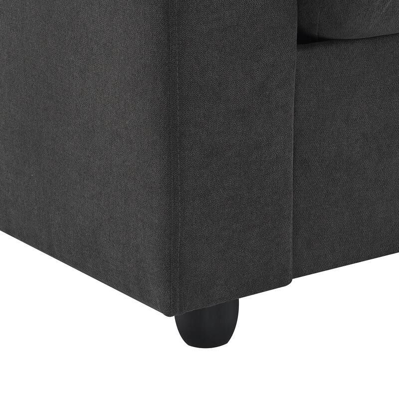 100.4" L-Shaped Polyester Sectional Sofa with 4-Seat Convertible Couch and Ottoman & Pocket Spring Cushions (300lb Capacity)