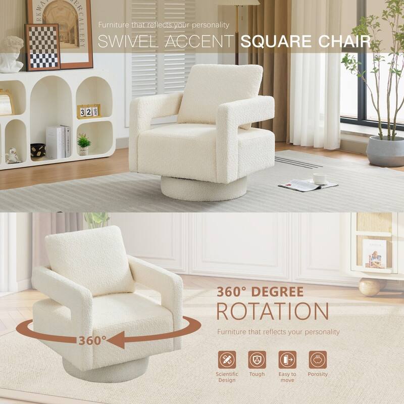360 Degree Swivel Accent Chair with Open Back for Living Room