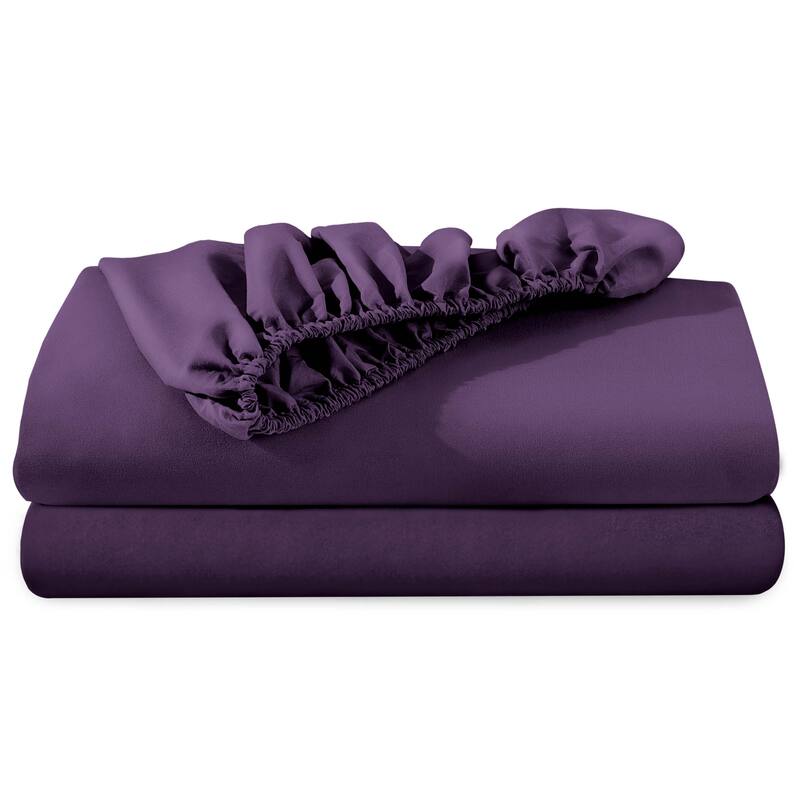 Bare Home 2-Pack Microfiber Fitted Bottom Sheets - Twin XL - Plum