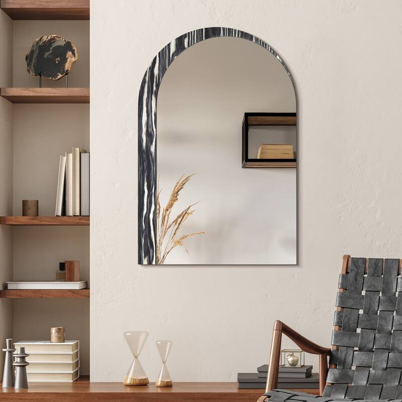 Arched Elegance Wall Mirror, 36"x24" Arched Mirror Featuring an Exotica Stained Veneer Frame - 36"x 24"x0.6"
