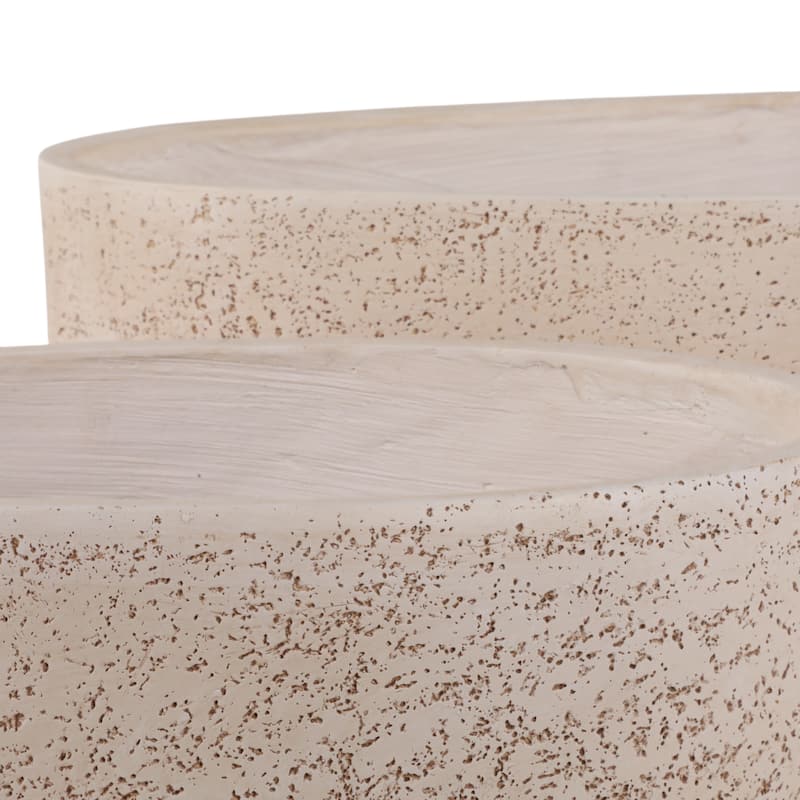 Polyresin Oval Planter Textured Home Decor (Set of 2) - 12", 10" Ivory - 21.75" x 10" x 11.75"