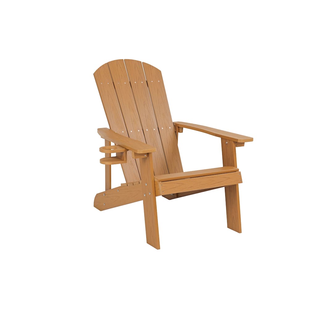 Teak Outdoor Lounge Chairs Set of 2 Arm Chair Reading Chair, Coffee Chair Leisure Chair Adirondack Chair with Cup Holder