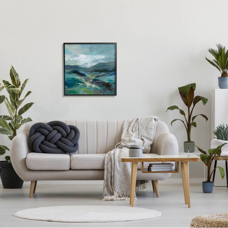 Stupell Modern Green Mountains Landscape Framed Giclee Art, Design by Silvia Vassileva