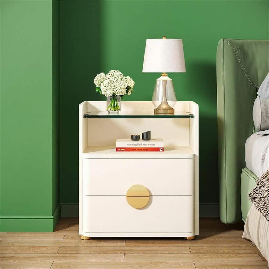 Sleek Nightstand with Glass Top