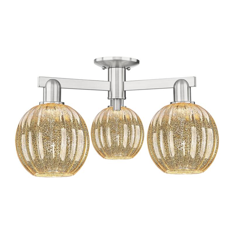 Innovations Lighting Downtown Urban - Preston - 3 Light 25" Globe Shade Semi-Flush Mount