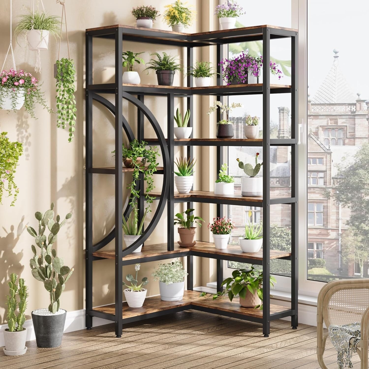 6 Industrial Corner Bookshelf Storage Rack for Home - Bed Bath