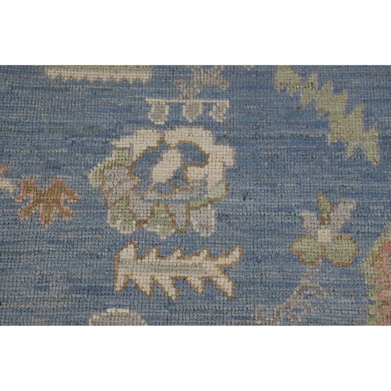 Hand Knotted Oriental 100% Wool Carpet Transitional All-Over Navy Blue & Blues Oushak Area Rug - 9' 9'' X 8' 2''