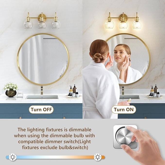 Modern 2/3/4 Bathroom Vanity Lights Clear Globe Glass Shade