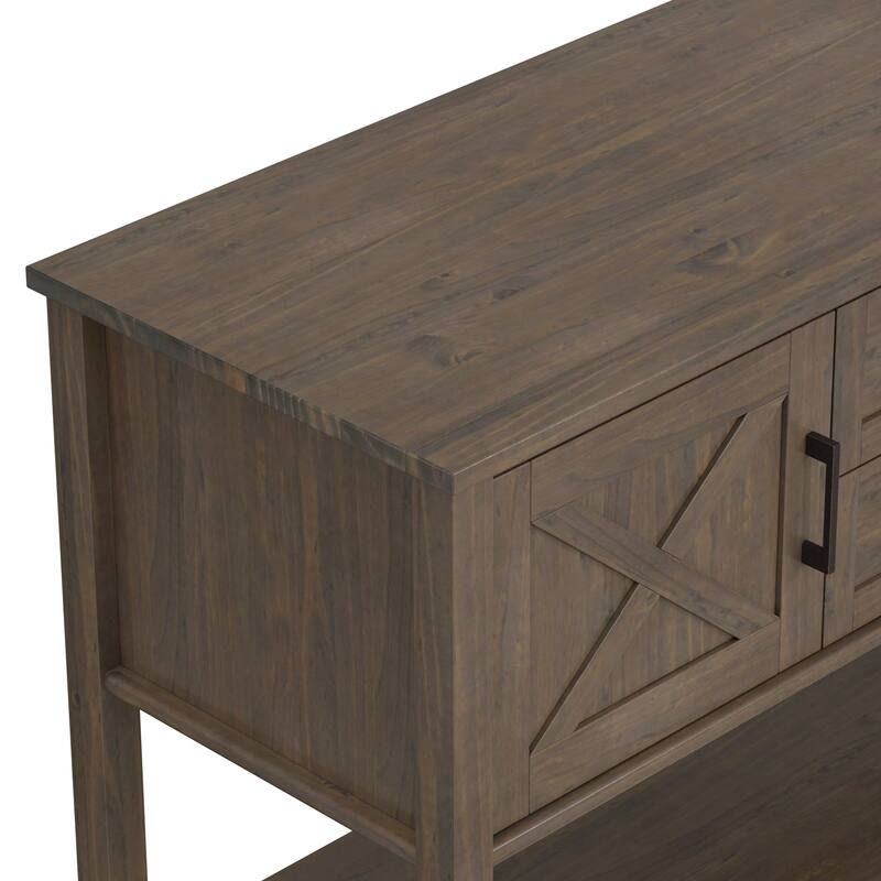 WYNDENHALL Cantina SOLID WOOD 48 inch Wide Transitional Console Table in Smoky Brown - 17.5" d x 48" w x 29.5" h