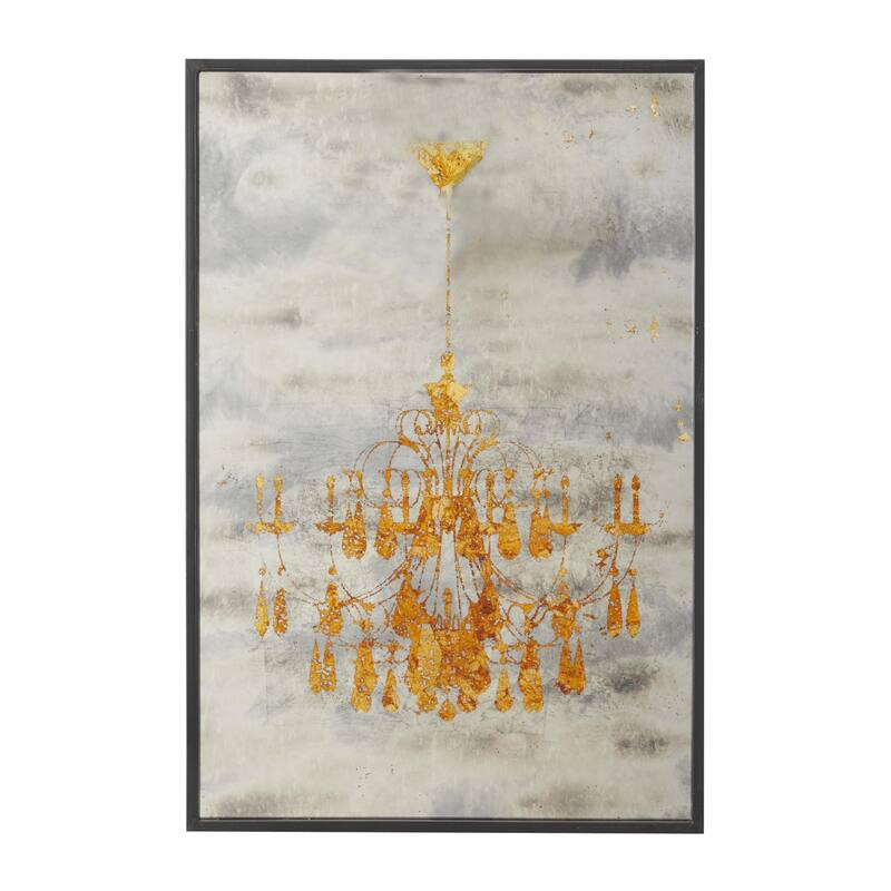 Metal Abstract Wall Decor with Black Frame - Gold - Roche River Decor