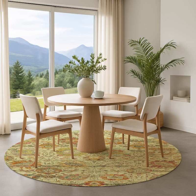 Premium Washable Super Soft Traditional Mayfield Rug - Gold - 8' x 8'