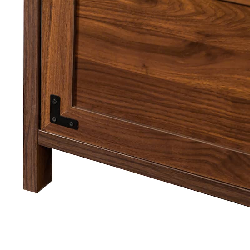 Anmytek Double Drawer File Cabinet Locking Storage Walnut Finish Office Home Cabinet